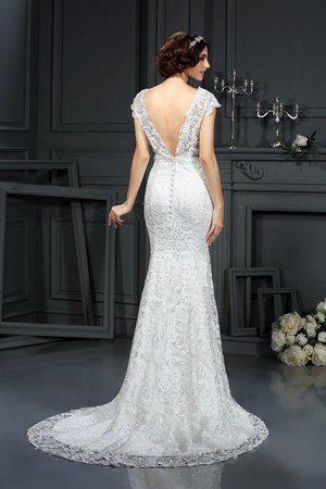 Robe de mariée longue avec sans manches de traîne moyenne v encolure avec zip