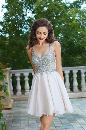 Robe fête de la rentrée naturel manche nulle a-ligne avec chiffon de princesse