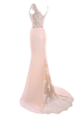 Robe mère de mariée facile en chiffon boutonné lache en tulle