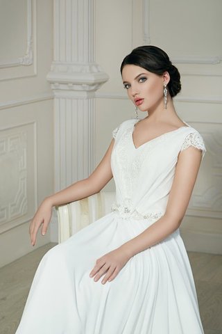 Robe de mariée facile v encolure de lotus ligne a avec manche courte