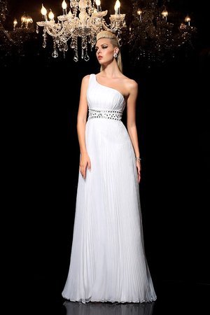 Robe de bal longue de princesse d'épaule asymétrique en organza avec perle