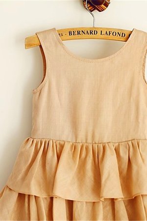 Robe cortège fille naturel ligne a en chiffon avec gradins arrivée au mollet