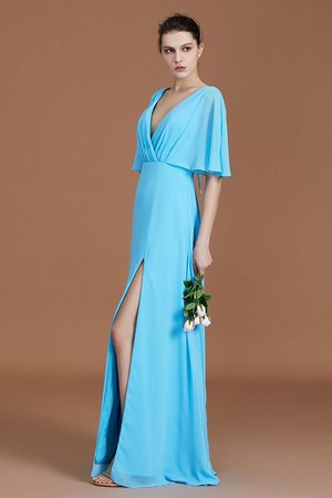 Robe demoiselle d'honneur en chiffon avec manche 1/2 a-ligne séduisant naturel