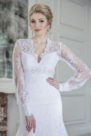 Robe de mariée discrete naturel de sirène avec décoration dentelle jusqu'au sol