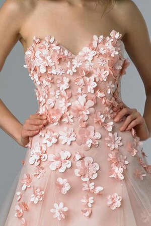 Robe de bal naturel jusqu'au sol avec fleurs en tulle de col en cœur