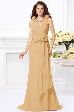 Robe demoiselle d'honneur longue de traîne courte v encolure avec chiffon avec zip