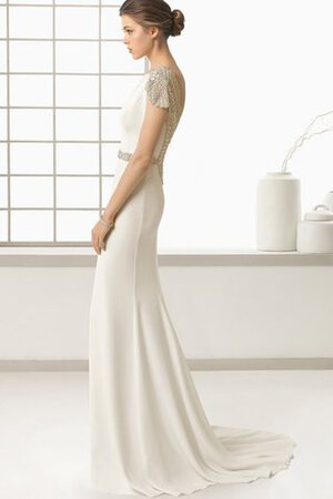 Robe de mariée simple plissé col en bateau au bord de la mer boutonné