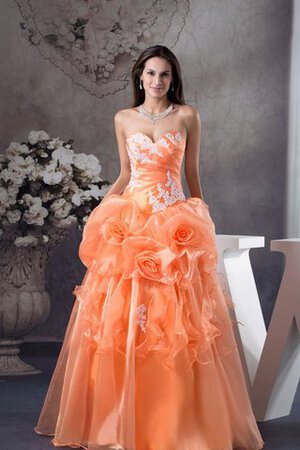 Robe de quinceanera de col en cœur de lotus avec fleurs appliques de mode de bal