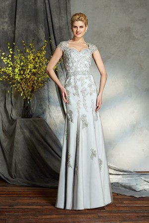 Robe mère de mariée naturel jusqu'au sol col en forme de cœur en satin appliques