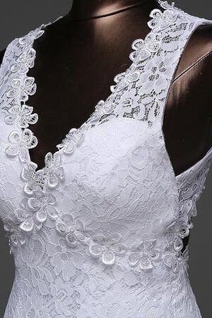 Robe de mariée naturel manche nulle cordon dos nu avec décoration dentelle