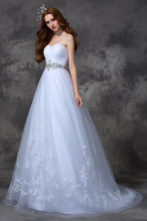 Robe de mariée longue de princesse a-ligne fermeutre eclair col en forme de cœur