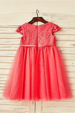 Robe cortège fille naturel en tulle avec décoration dentelle avec zip avec fleurs