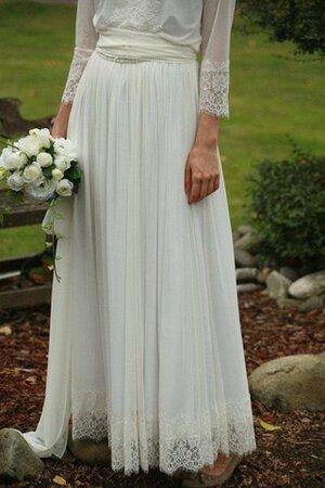 Robe de mariée simple avec ruban a-ligne avec manche 3/4 ceinture