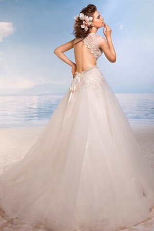 Robe de mariée naturel longue avec manche épeules enveloppants noeud avec perle