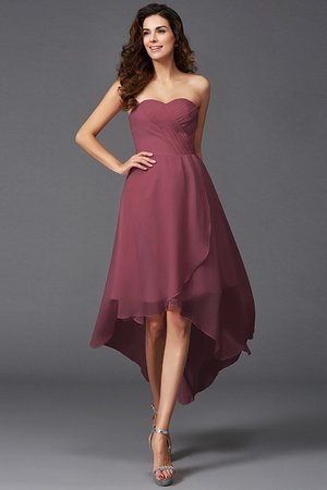 Robe demoiselle d'honneur de princesse asymétrique ligne a avec chiffon de lotus