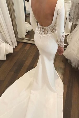 Robe de mariée décolleté dans le dos avec manche longue incroyable de sirène naturel