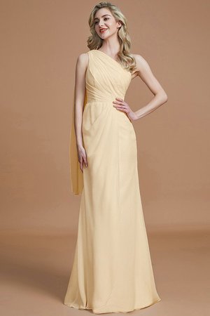 Robe demoiselle d'honneur naturel en chiffon maillot jusqu'au sol avec sans manches