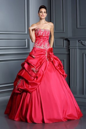 Robe de quinceanera longue en taffetas longueur au ras du sol manche nulle cordon