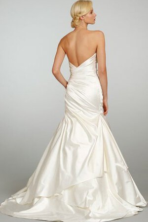 Robe de mariée naturel ruché ligne a manche nulle asymétrique