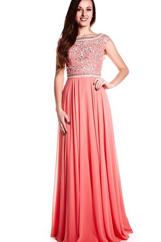 Robe de bal delicat col en bateau en chiffon de traîne courte noeud
