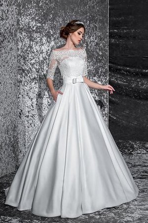 Robe de mariée intemporel distinguee poches de traîne moyenne jusqu'au sol