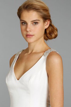 Robe de mariée v encolure manche nulle avec mousseline textile taffetas de sirène