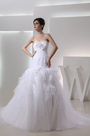 Robe de mariée en organza avec fronce cordon de sirène de traîne mi-longue