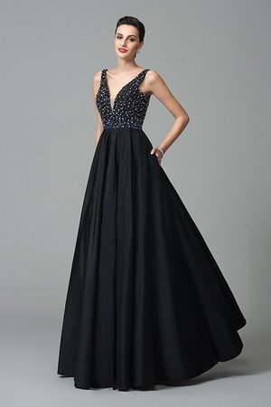 Robe de bal longue grandes bretelles fermeutre eclair manche nulle en taffetas