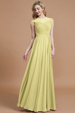 Robe demoiselle d'honneur naturel ligne a de princesse en chiffon avec manche courte