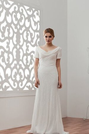 Robe mère de mariée maillot de traîne courte avec perle de col en v