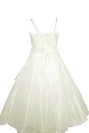 Robe cortège fille naturel en organza appliques avec sans manches longueur au ras du sol