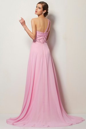 Robe de bal longue ligne a d'épaule asymétrique avec chiffon avec zip