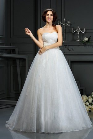 Robe de mariée longue de col en cœur ligne a en organza avec zip