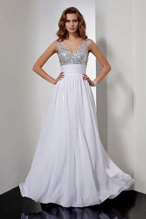 Robe de soirée longue en chiffon de princesse décolleté dans le dos v encolure