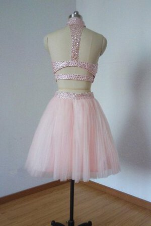 Robe fête de la rentrée bref avec perle dénudé textile en tulle manche nulle