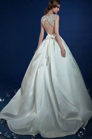 Robe de mariée classique a-ligne au niveau de cou avec perle noeud