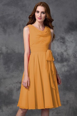 Robe demoiselle d'honneur bref naturel au niveau de genou col u profond en chiffon