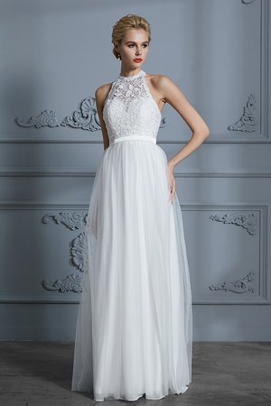 Robe de mariée a-ligne fascinant textile en tulle encolure ronde naturel