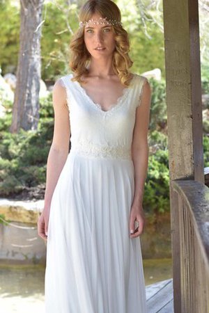 Robe de mariée classique col en v foncé avec sans manches a-ligne de traîne courte