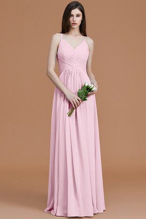 Robe demoiselle d'honneur de princesse ligne a ruché manche nulle avec chiffon