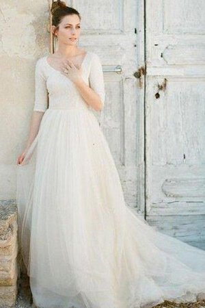 Robe de mariée fermeutre eclair de traîne courte de lotus a plage manche nulle