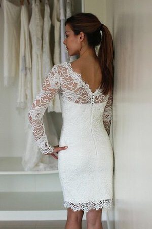 Robe de mariée décontracté humble au niveau de genou avec manche 1/2 avec zip