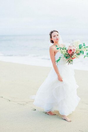 Robe de mariée ligne a jusqu'au sol en organza fermeutre eclair manche nulle