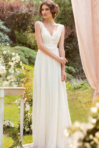 Robe de mariée avec ruban avec manche épeules enveloppants manche nulle a-ligne avec nœud