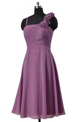 Robe demoiselle d'honneur bandouliere spaghetti fermeutre eclair ruché avec fleurs en chiffon