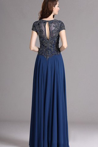 Robe de bal appliques avec manche courte avec chiffon a-ligne col en reine