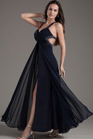 Robe de soirée longue manche nulle avec perle avec chiffon