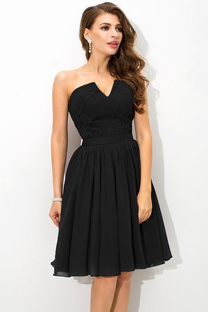 Robe demoiselle d'honneur plissage avec fronce manche nulle v encolure avec chiffon