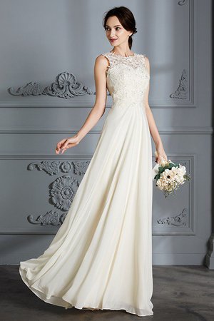 Robe de mariée naturel en chiffon longueur au ras du sol manche nulle ligne a