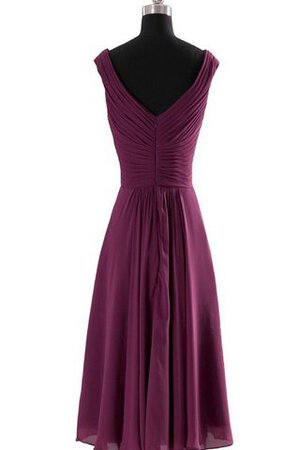 Robe demoiselle d'honneur facile de col en v manche nulle avec perle avec chiffon